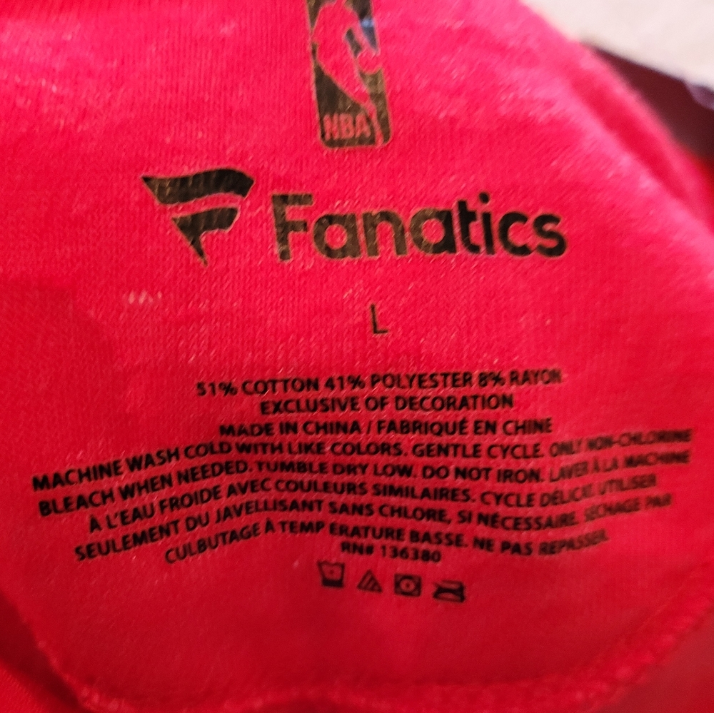 Houston Rockets Fanatics Sweatshirt Heathered Red/Grey Cuffs & Waistband Size: L - Picture 7 of 9